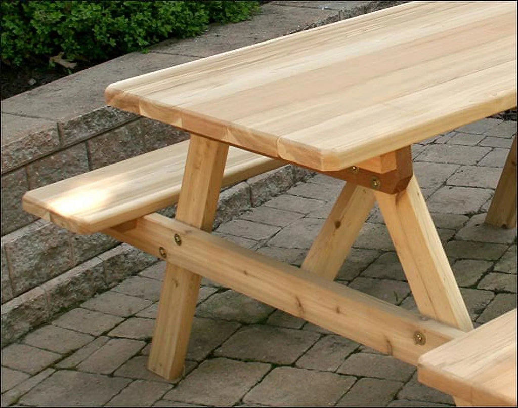Red Cedar Picnic Table with Attached Benches H376