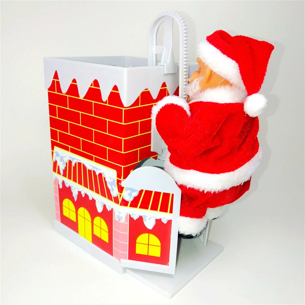 Electric Climbing Chimney Santa Claus Christmas Figurine Ornament Toy M45039