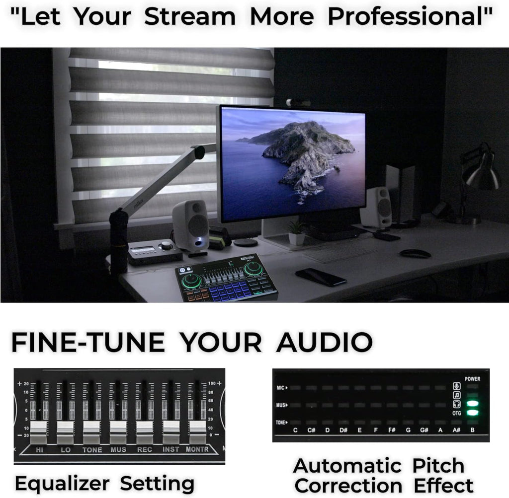 Portable ALL-IN-ONE Podcast Equipment Bundle Kit with DJ Mixer and Sound Card M90852