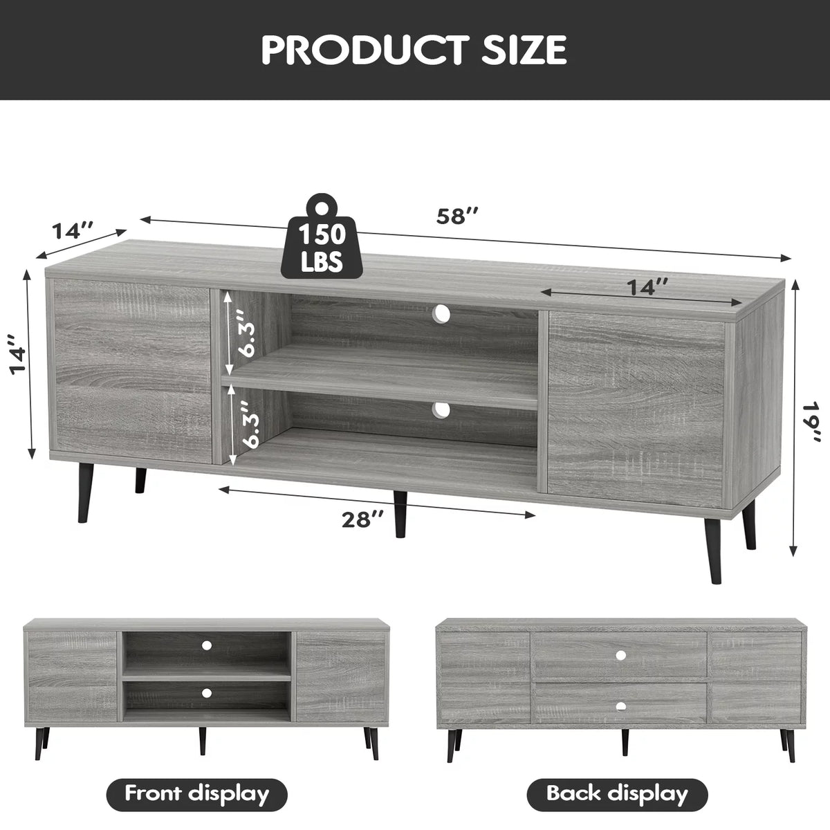 White Walnut 2-Door TV Stand H89187