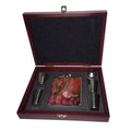 Pink Leather Flask Set in Rose Wood Gift Box H1090