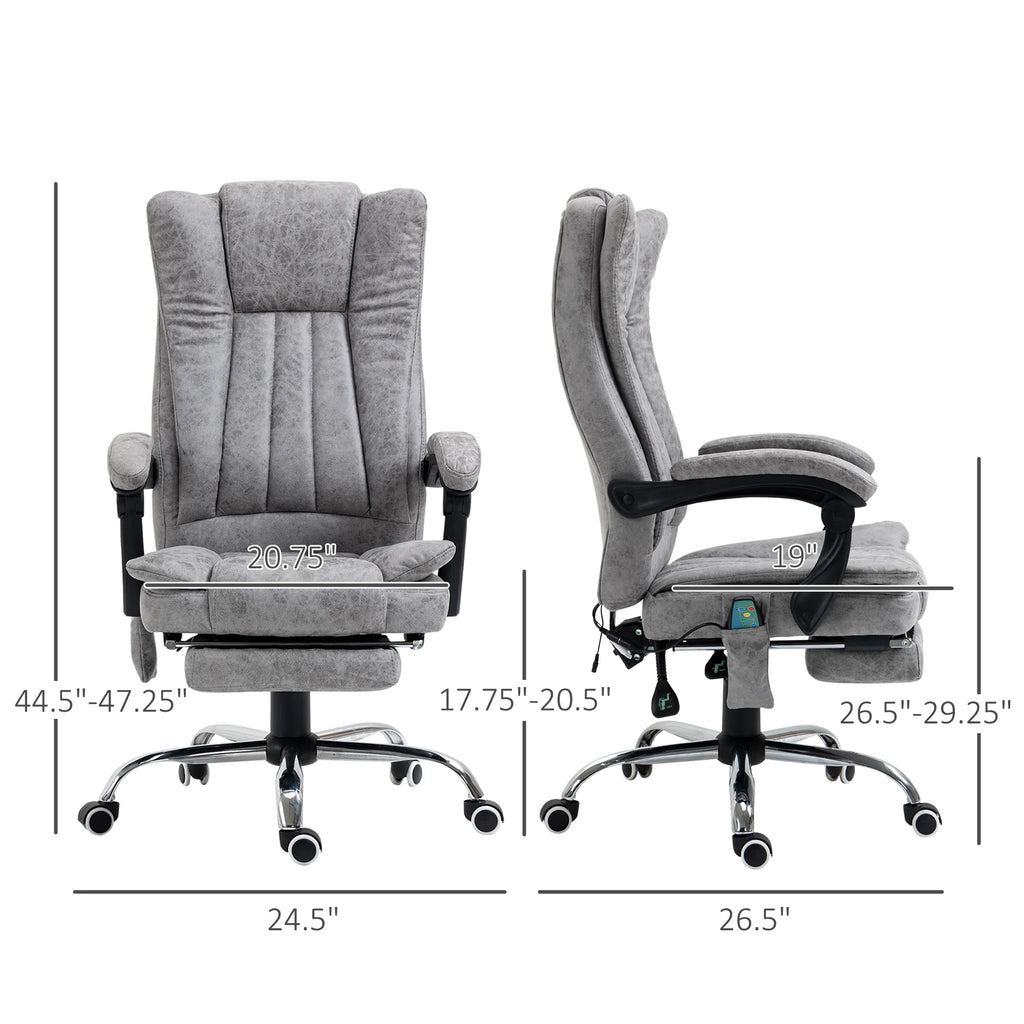 Gray Microfiber High Back Office Chair with Massage and Footrest A375