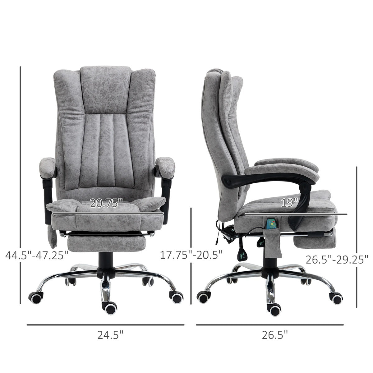 Gray Microfiber High Back Office Chair with Massage and Footrest A375