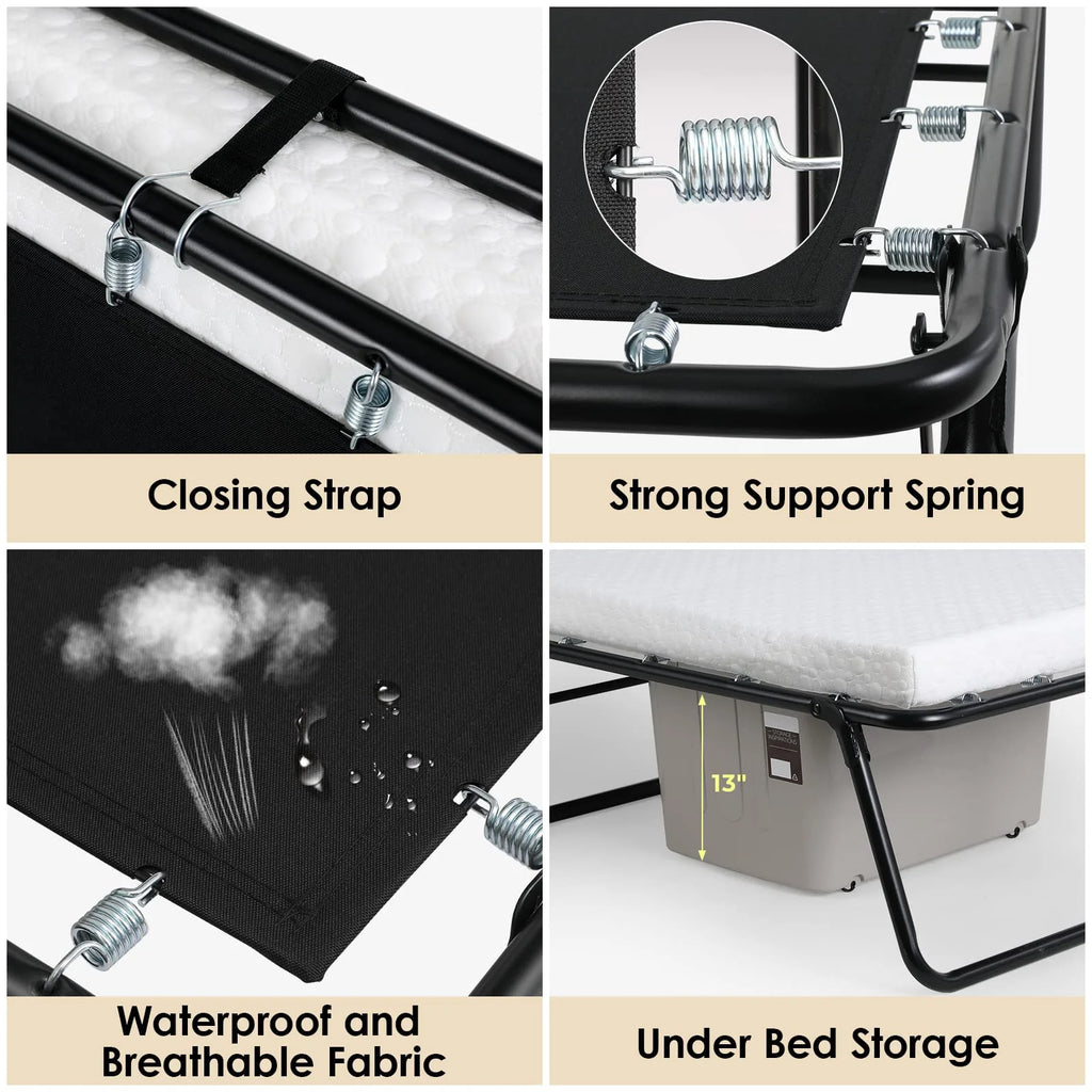 Folding Bed with Memory Foam Mattress V502