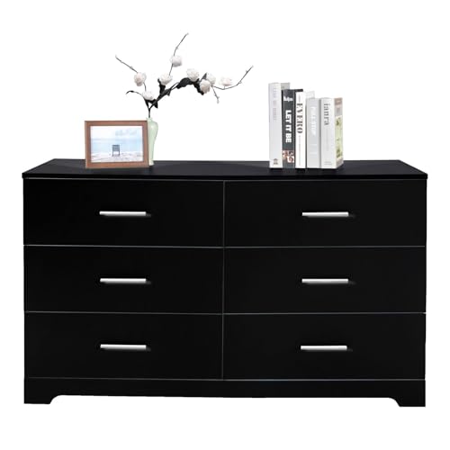 Black 6 Drawer Wood Dresser T53305