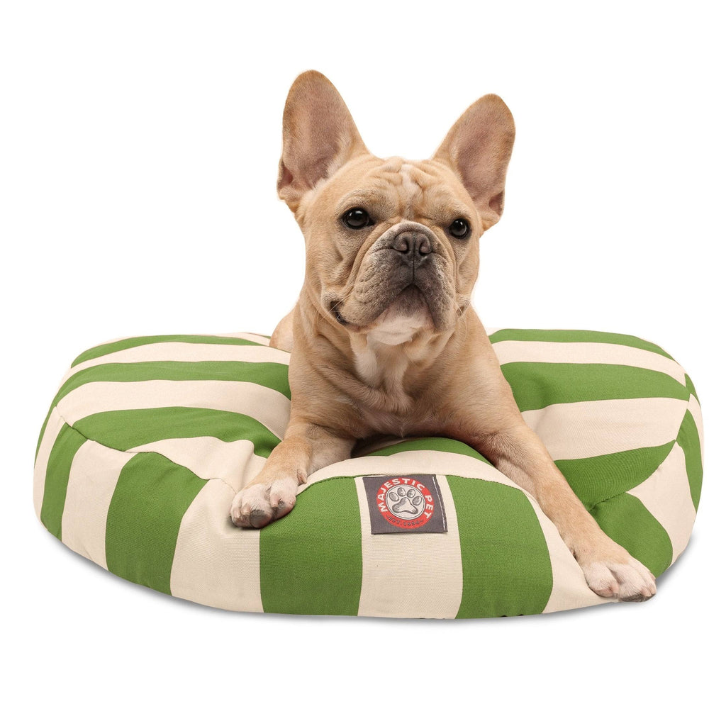 Sage Vertical Stripe Medium Round Pet Bed Y2056
