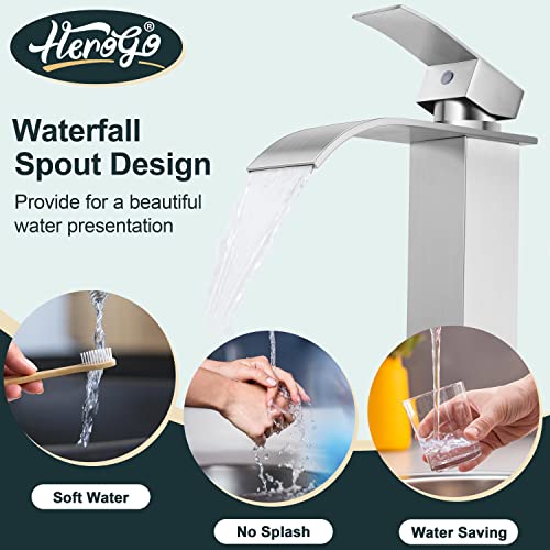 Brushed Nickel Stainless Steel Waterfall Single Handle Vessel Sink Faucet G612