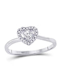 White Gold Round Diamond Heart Promise Ring O706