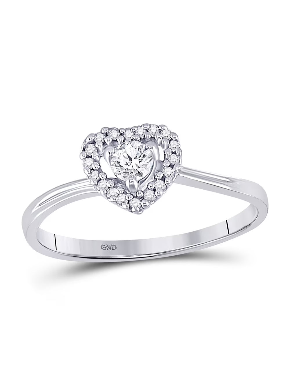 White Gold Round Diamond Heart Promise Ring O706