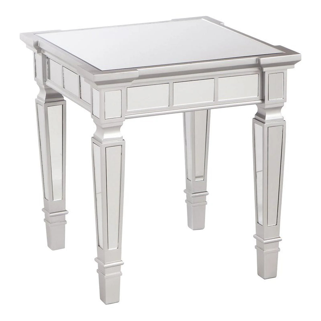 Square Mirrored Wood End Table A665