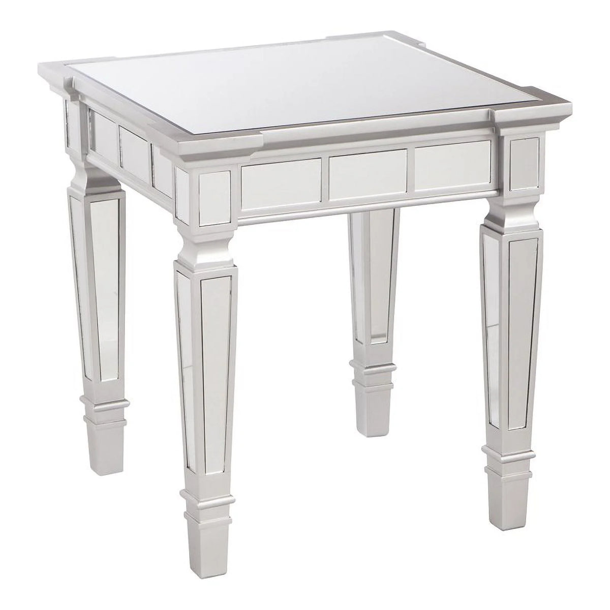 Square Mirrored Wood End Table A665