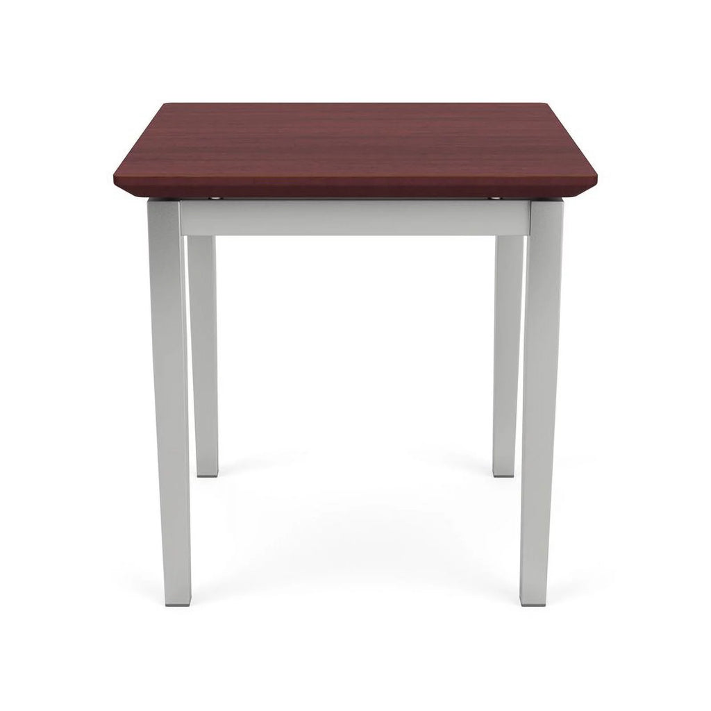 Steel Metal Modern End Table in Silver and Chelsea Mahogany B6066