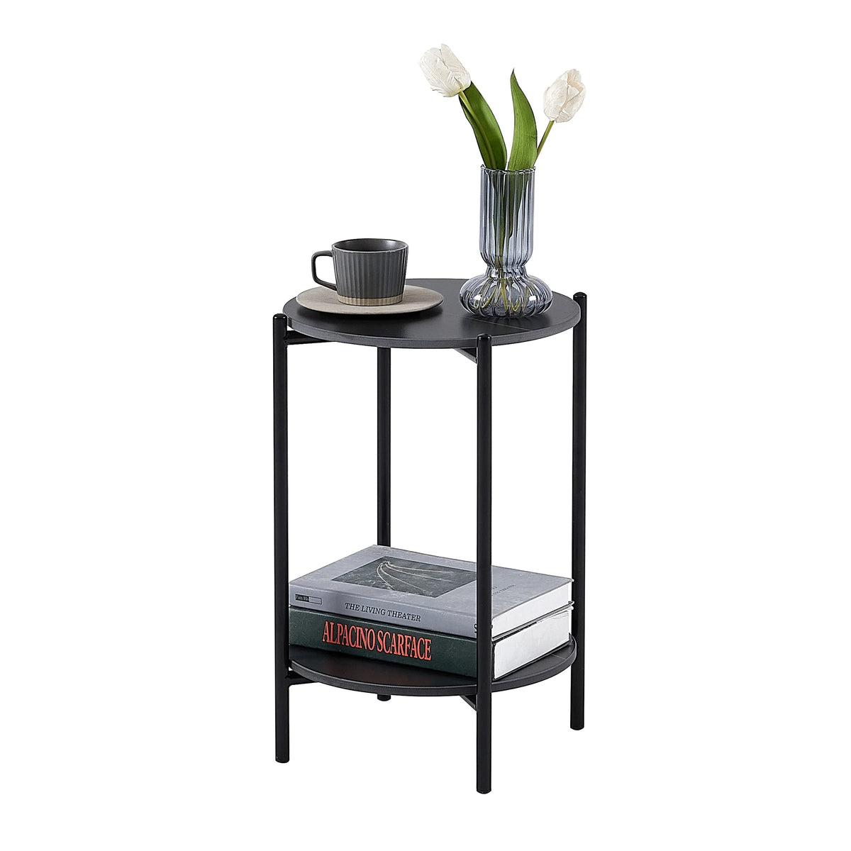 2-Tier Faux Marble Round End Table H519