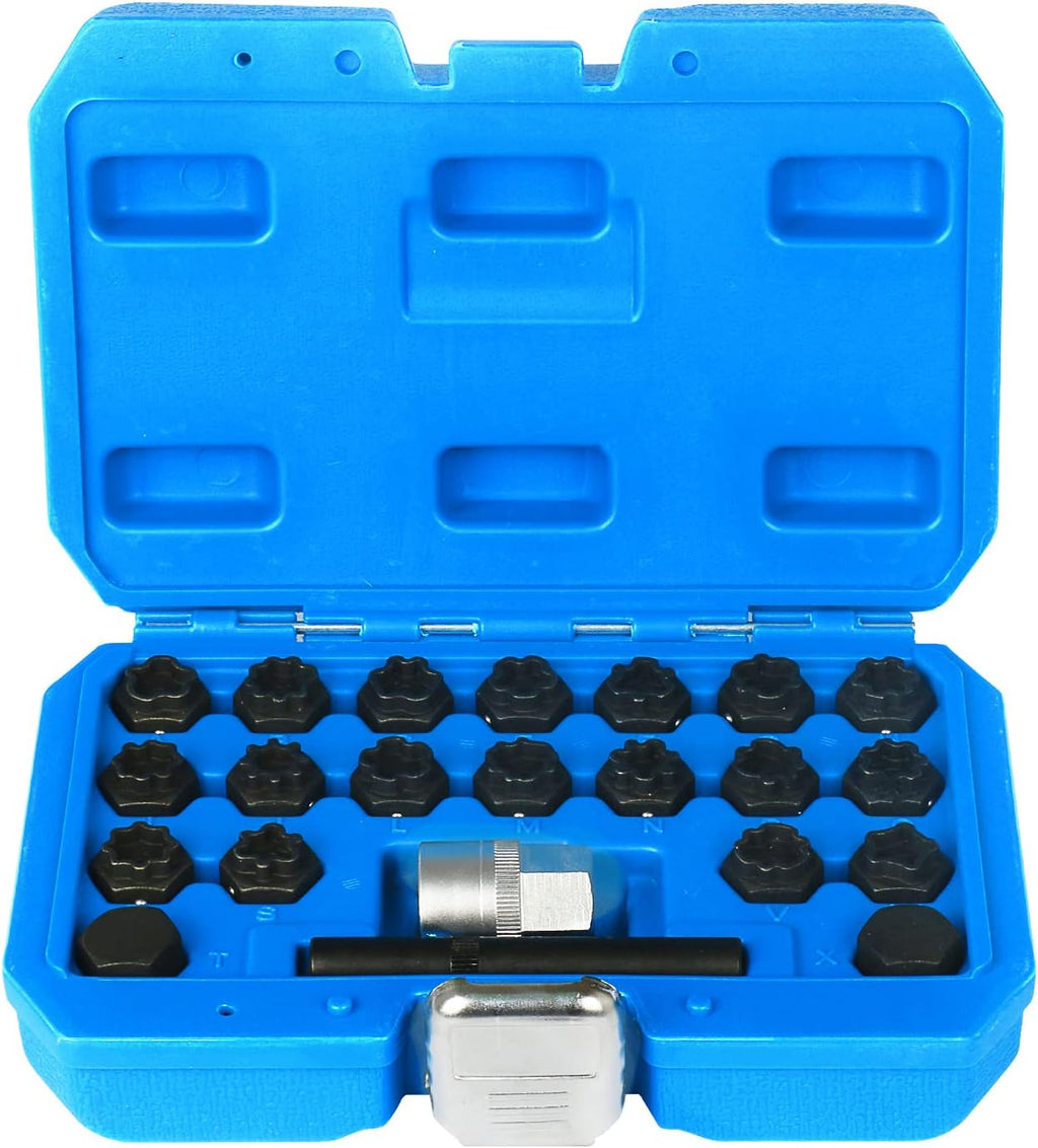 22PCS Wheel Lock Lug Nuts Removal Kit with 1/2'' Driver R756707
