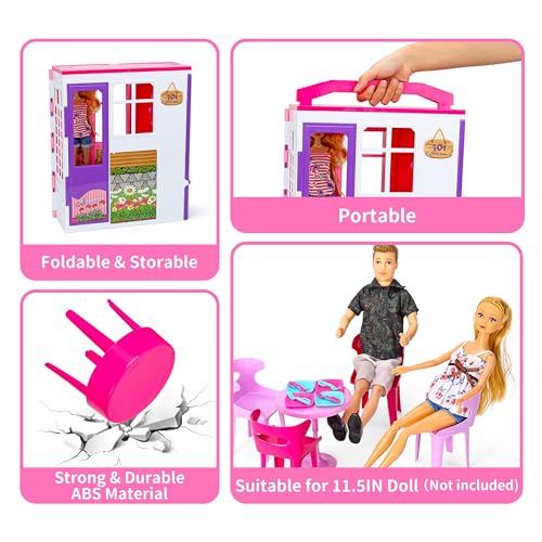 Foldable Dollhouse with 60+ Pcs & 2 Dolls M342609