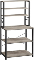 6-Tier Greige and Black Kitchen Shelves with 6 Hooks B49586