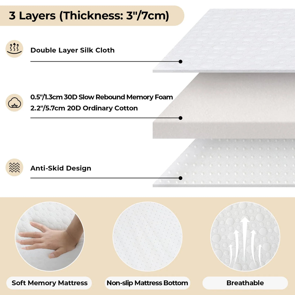 Folding Bed with Memory Foam Mattress V502