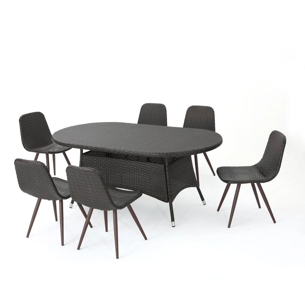 7 Piece Wicker Oval Dining Set B67624