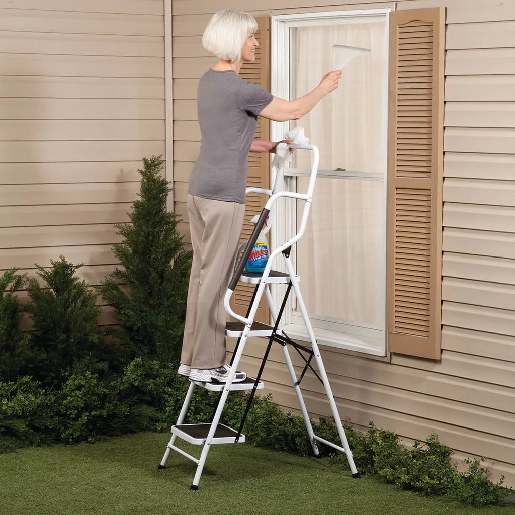 Folding 4-Step Steel Ladder with Anti-Slip Treads G9171