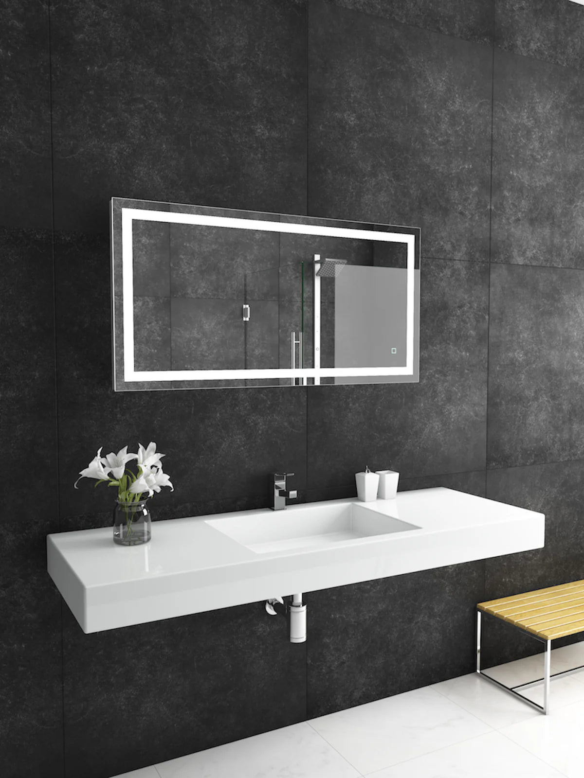 48 x 24 Rectangle Mirror With Touch Dim Sensor Switch 6000K F156661