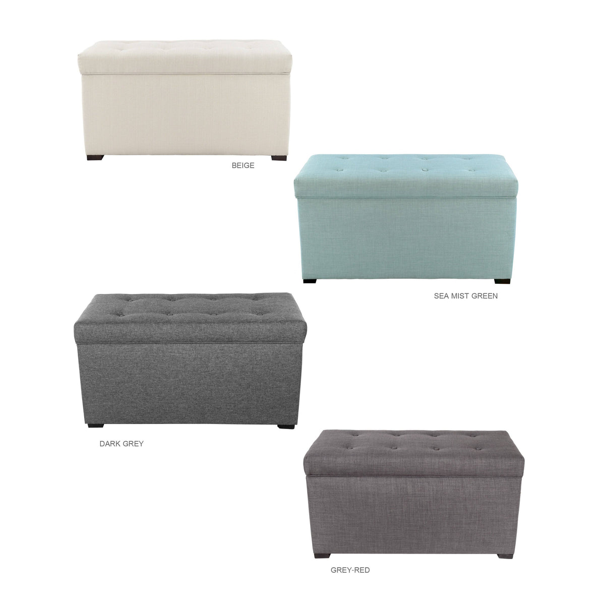 Green 8 Button Tufted Storage Bench R70339