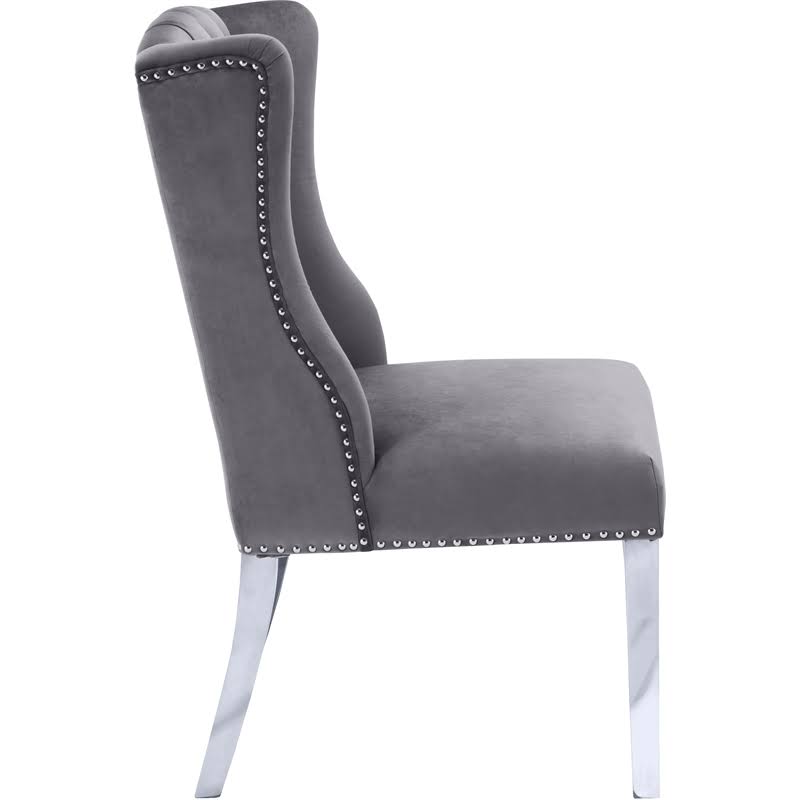 Grey Velvet Chrome Dining Chair (Set of 2) J551902