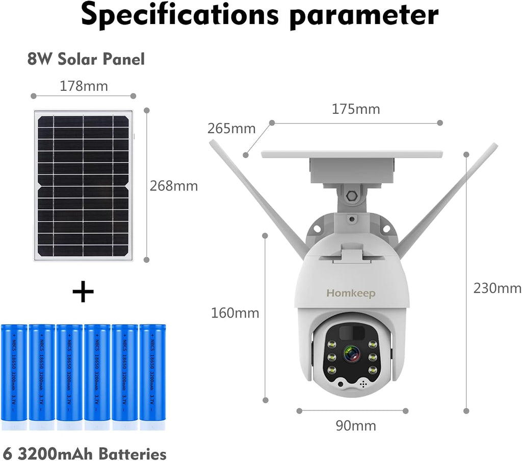 PTZ 360° View 1080P Wireless WiFi Rechargeable 19200mAh Battery IP Surveillance Camera I96645