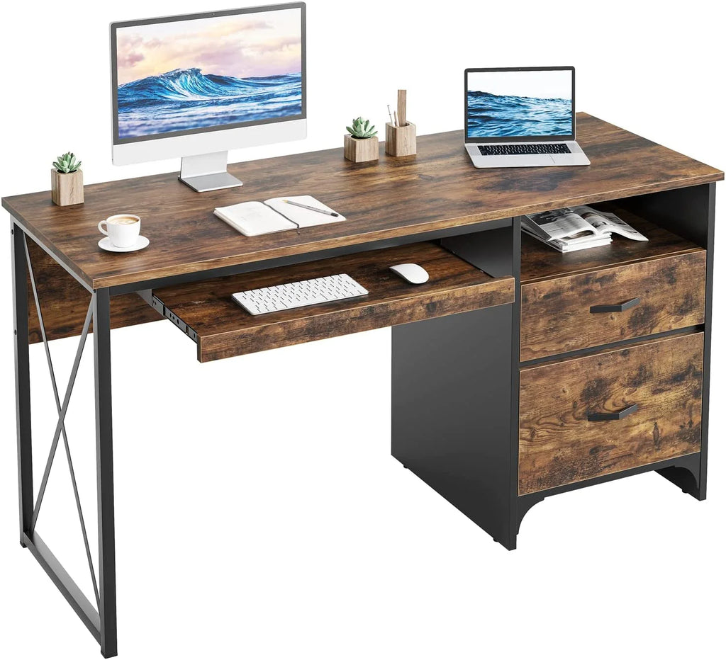 55 inch Industrial Computer Desk with Storage H654