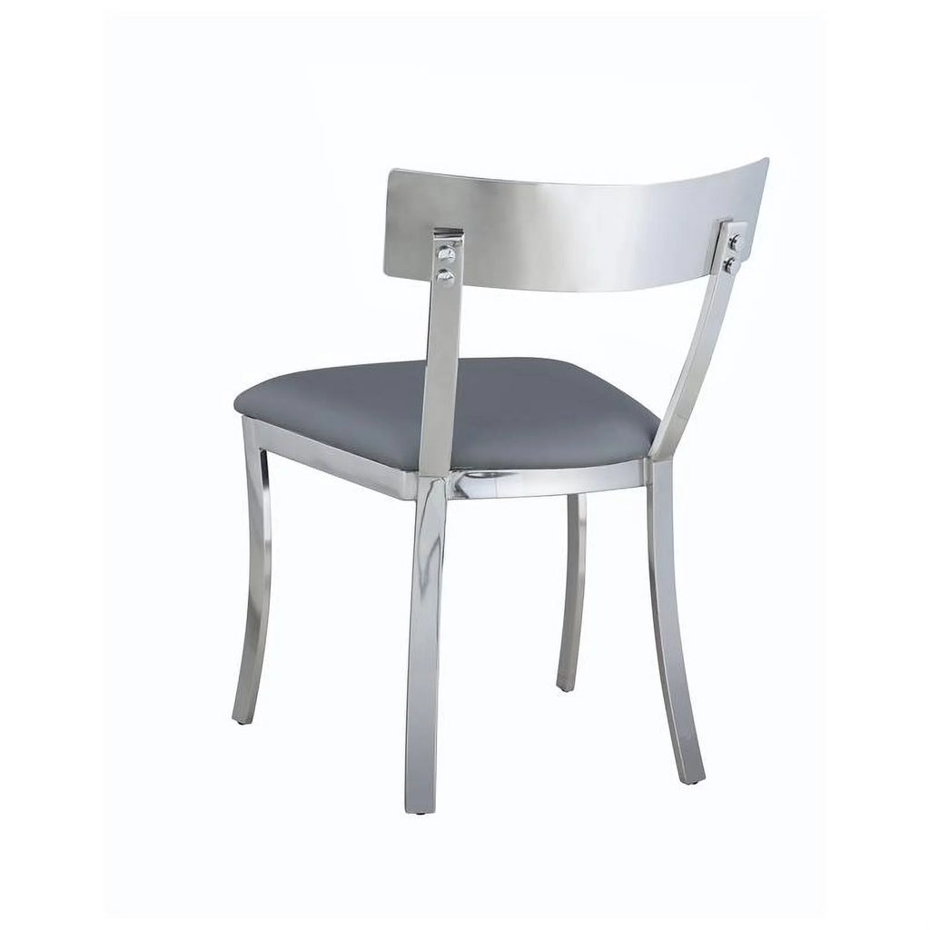 Gray Faux Leather Curved-Back Side Chair Set of 2 K742