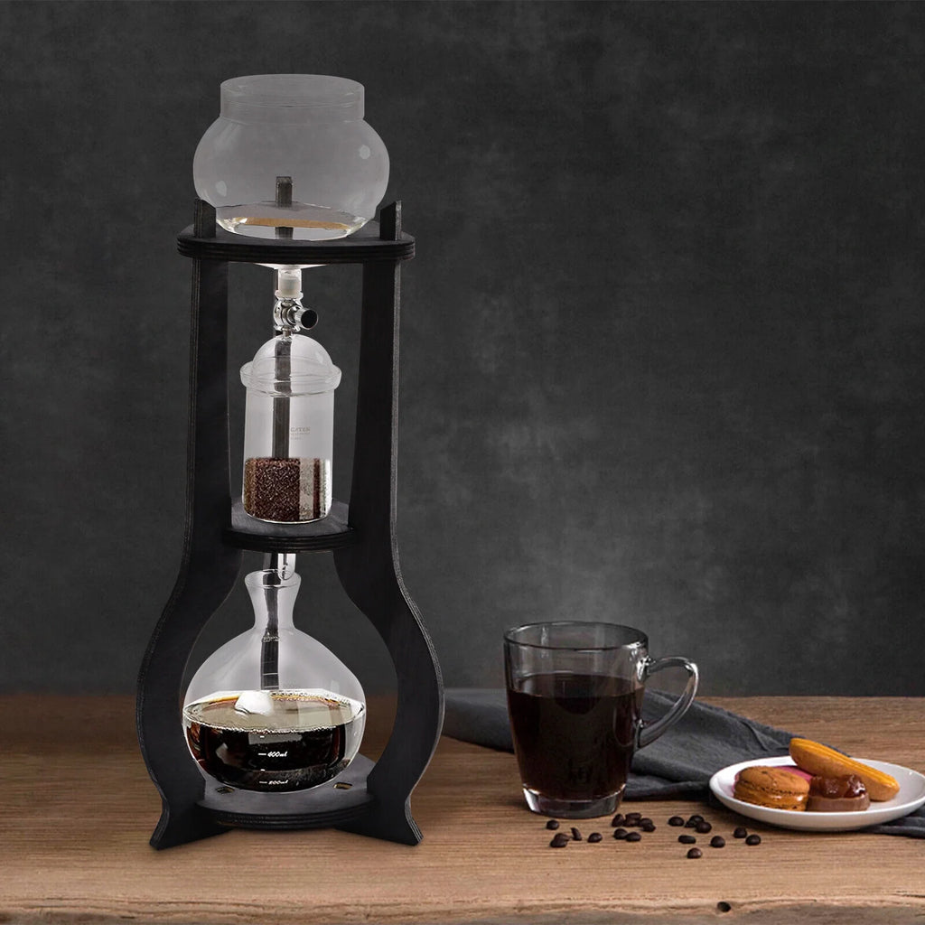 600ml Retro Manual Coffee Dripper Cold Brew Drip Tower Coffee Maker 6-8 Cup Gray A301
