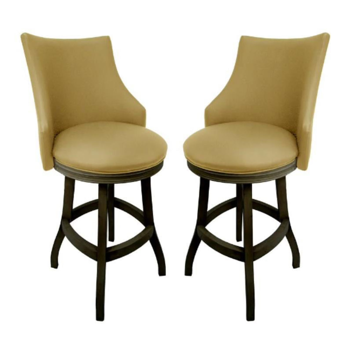 Tan & Dark Shadow Swivel Wood Bar Stool Set of 2 U12378