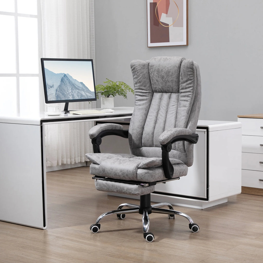 Gray Microfiber High Back Office Chair with Massage and Footrest A375