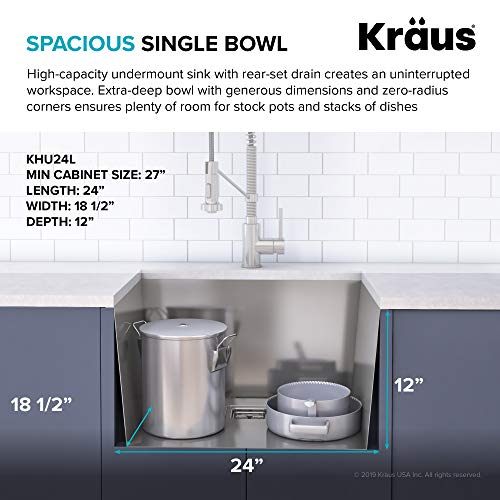 24-inch Undermount Single Bowl Stainless Steel Utility Sink Z4515