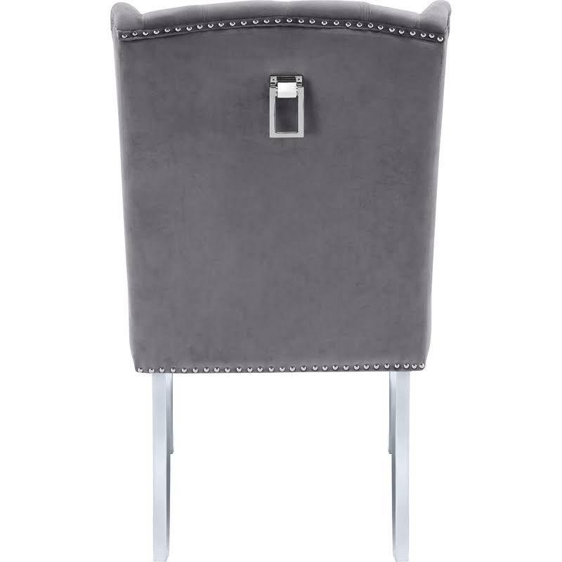 Grey Velvet Chrome Dining Chair (Set of 2) J551902