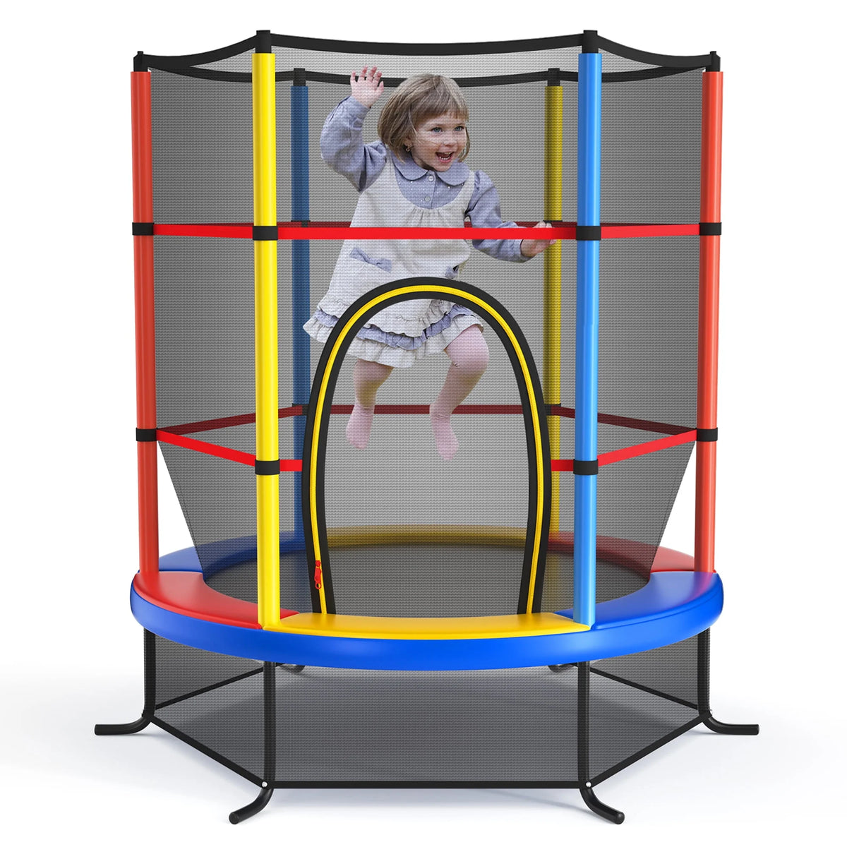 55'' Kids Trampoline with Enclosure Net E300