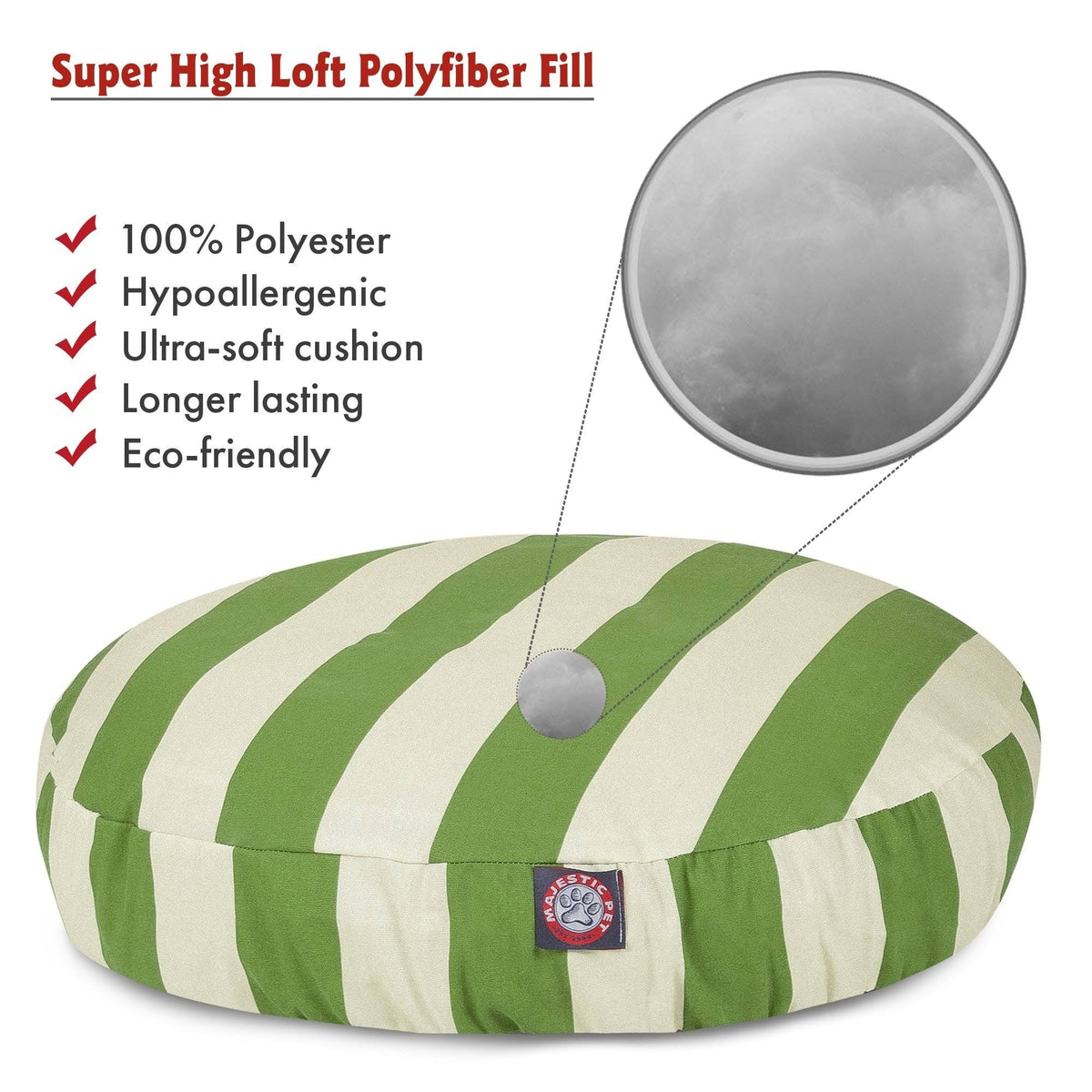 Sage Vertical Stripe Medium Round Pet Bed Y2056