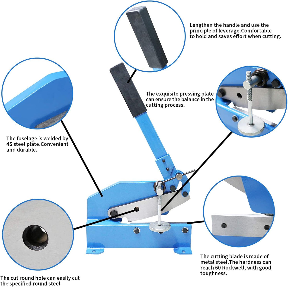 Hand Plate Shear, Manual Metal Cutter, Cutting Thickness 6mm Max, Benchtop for Carbon Steel Plates F743