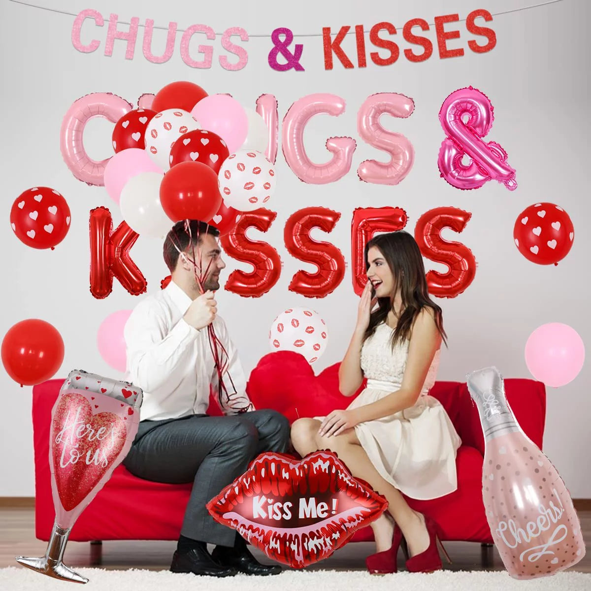 Pink Red White Balloon Garland Decoration Q46304
