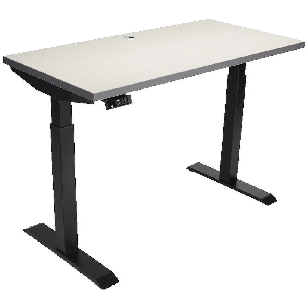 Electric Height Adjustable Desk with Black Frame and Grey Twill Top I6508