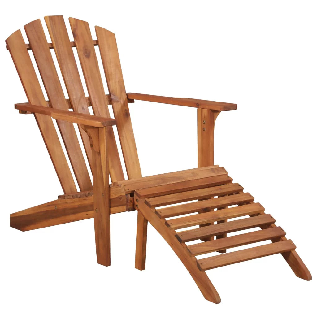 Brown Acacia Wood Adirondack Chair with Footrest N54839