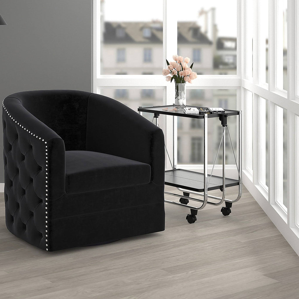 2-Tier Folding Bar Cart Black/Chrome C88462