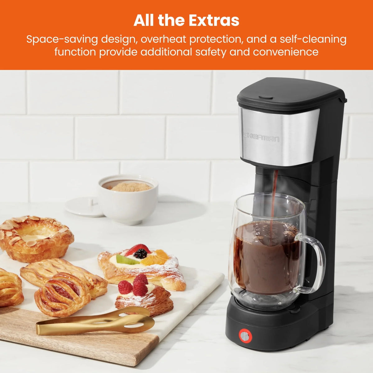 Single Serve Coffee Maker with Reusable Filter, Black X83387
