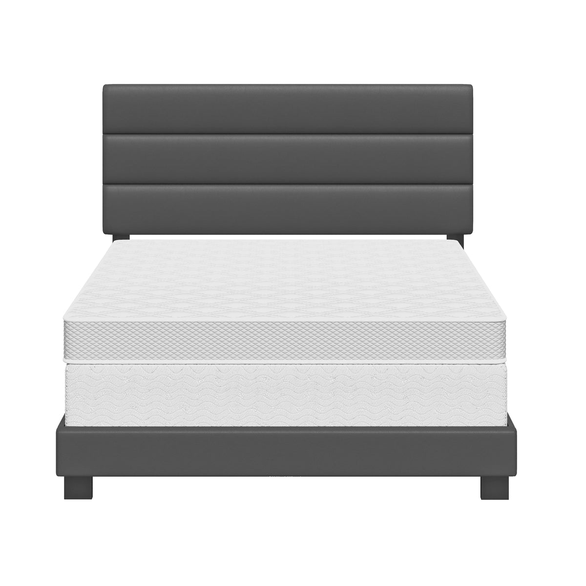 Black Faux Leather Twin Platform Bed Frame H8601