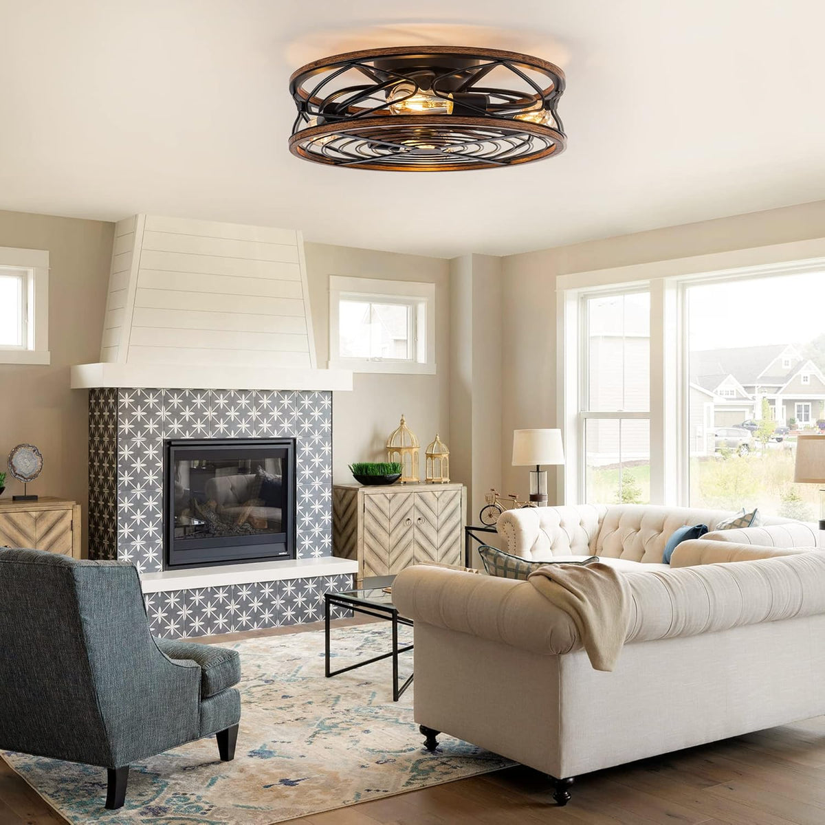 20 in Bladeless Ceiling Fan with Light, Remote Control, Matte Black H50919