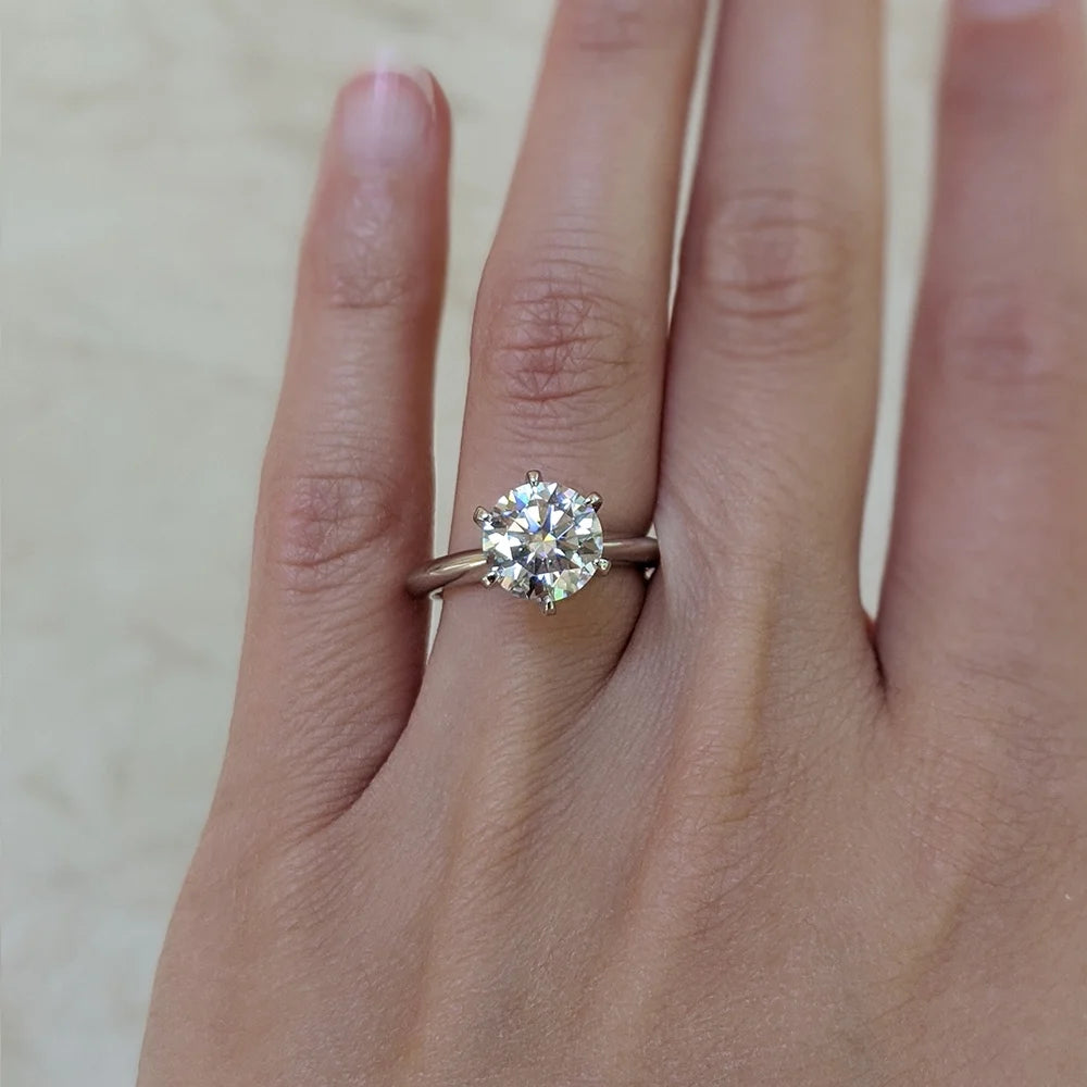 Platinum Plated Silver Solitaire Engagement Ring F561