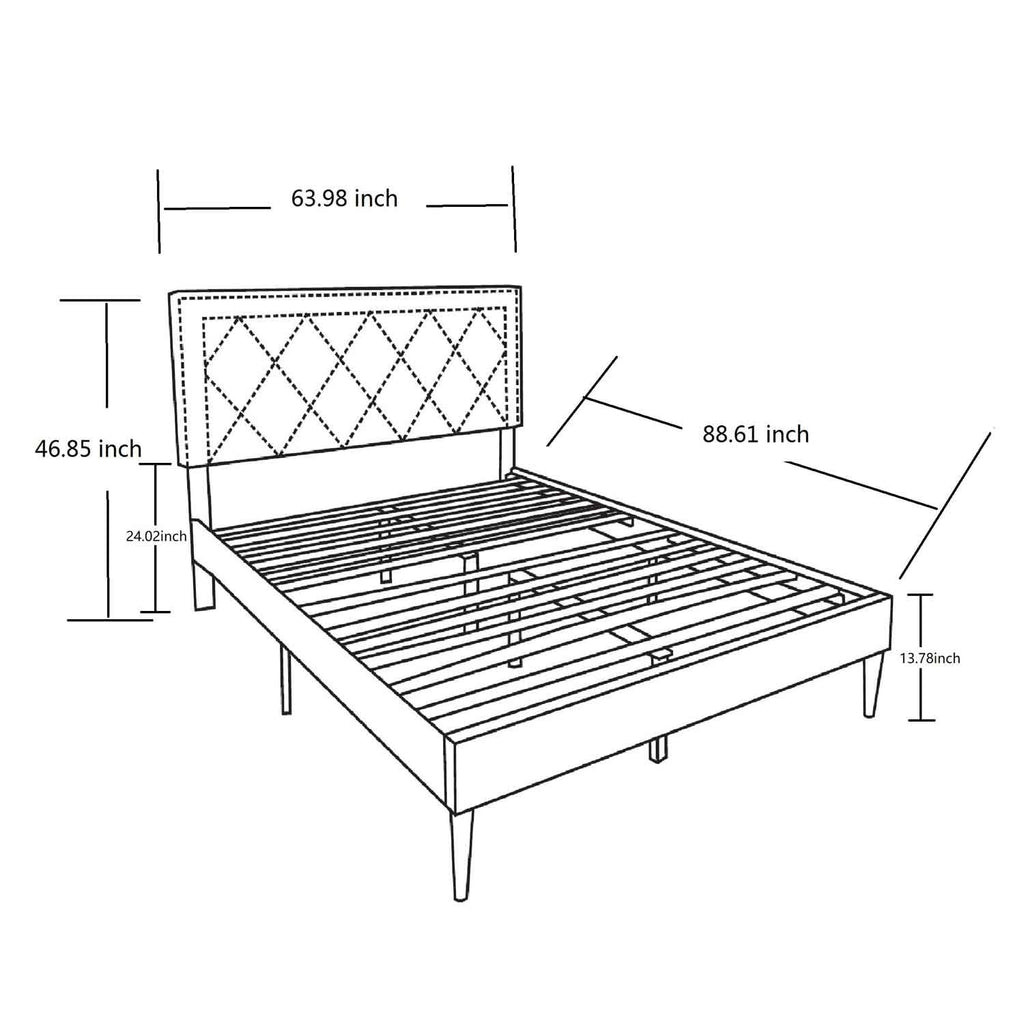Queen Size Platform Bed with Wooden Frame S98814
