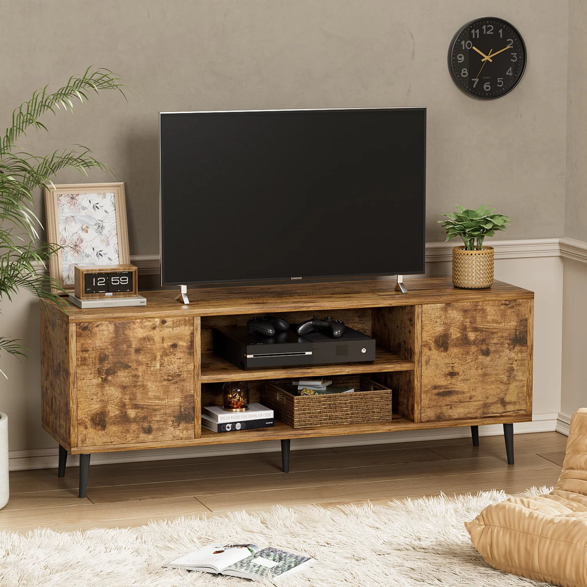 White Walnut 2-Door TV Stand H89187