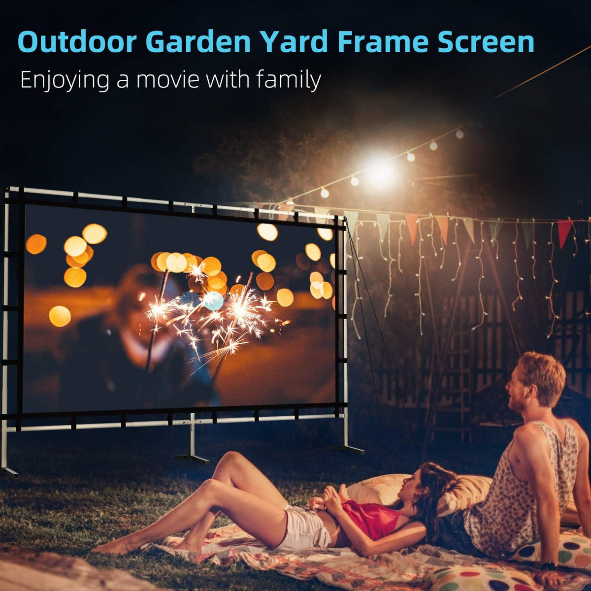 Outdoor Projector Screen with Stand, 120 Inch, Double Sided Projection Screen with Bag U71548