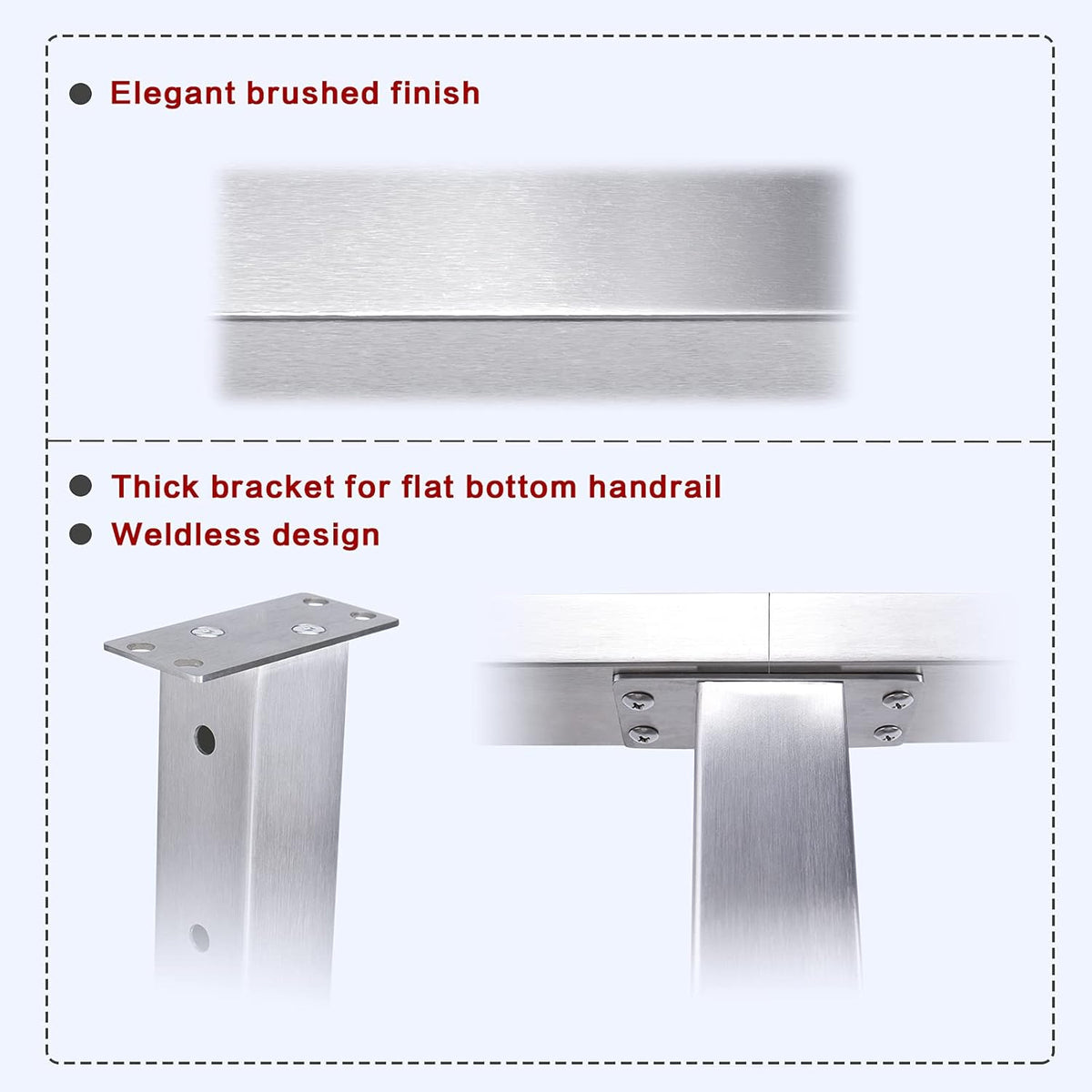 Stainless Steel Brushed Pre-Drilled Cable Railing Post 4Pack C29774