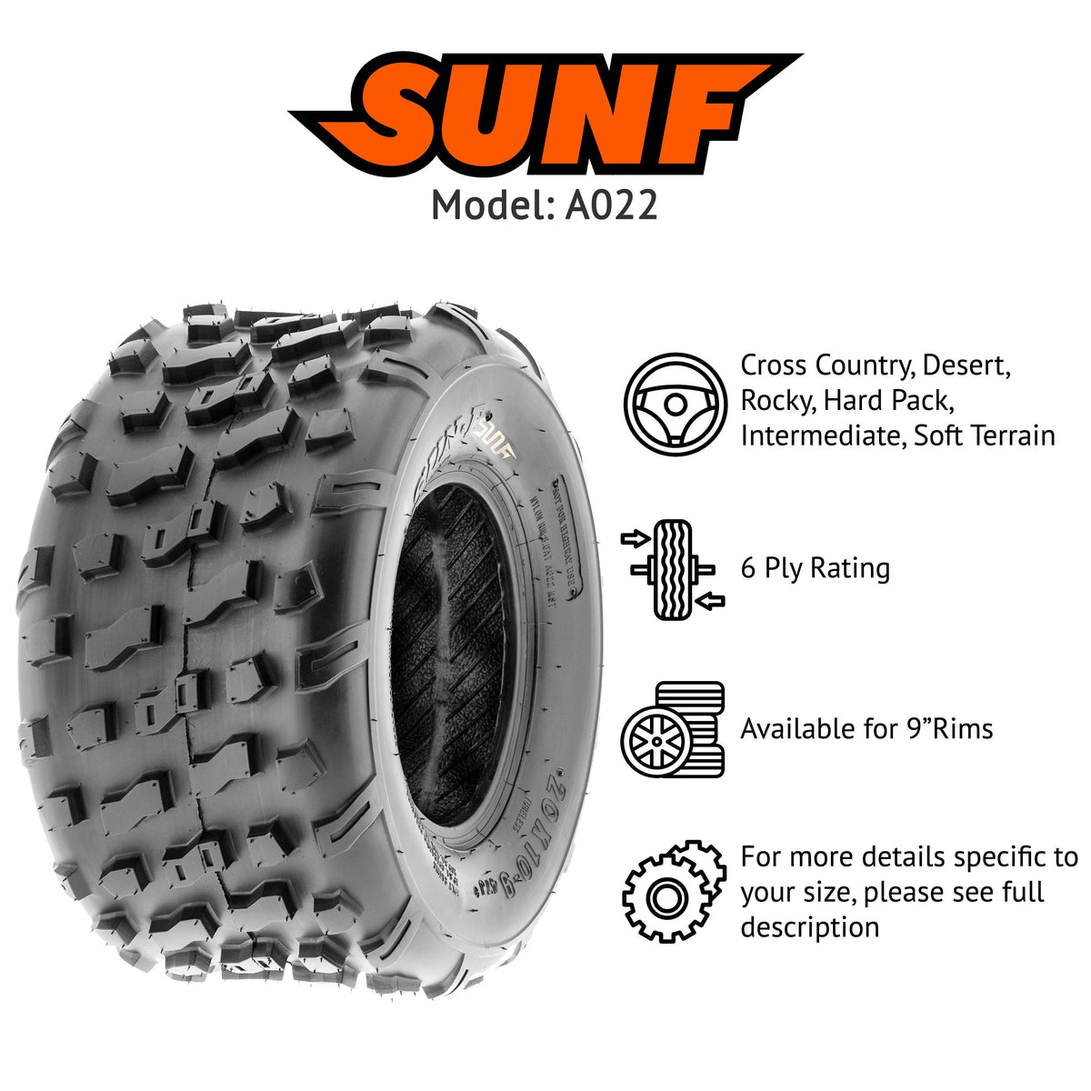 Set of 4 ATV Tires 20x10-9 4 PR H81731